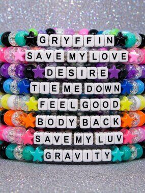 GRYFFIN | set of 10 Kandi festival / rave beaded bracelets